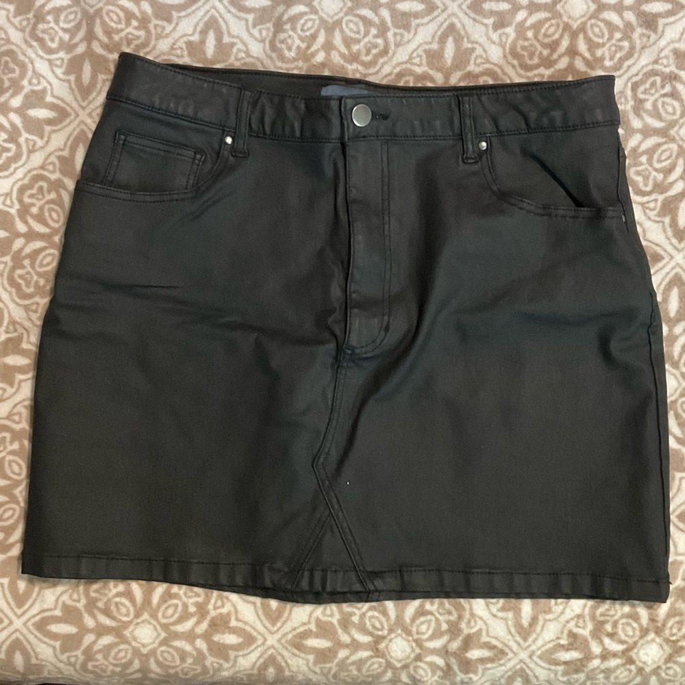 Black Denim Mini Skirt